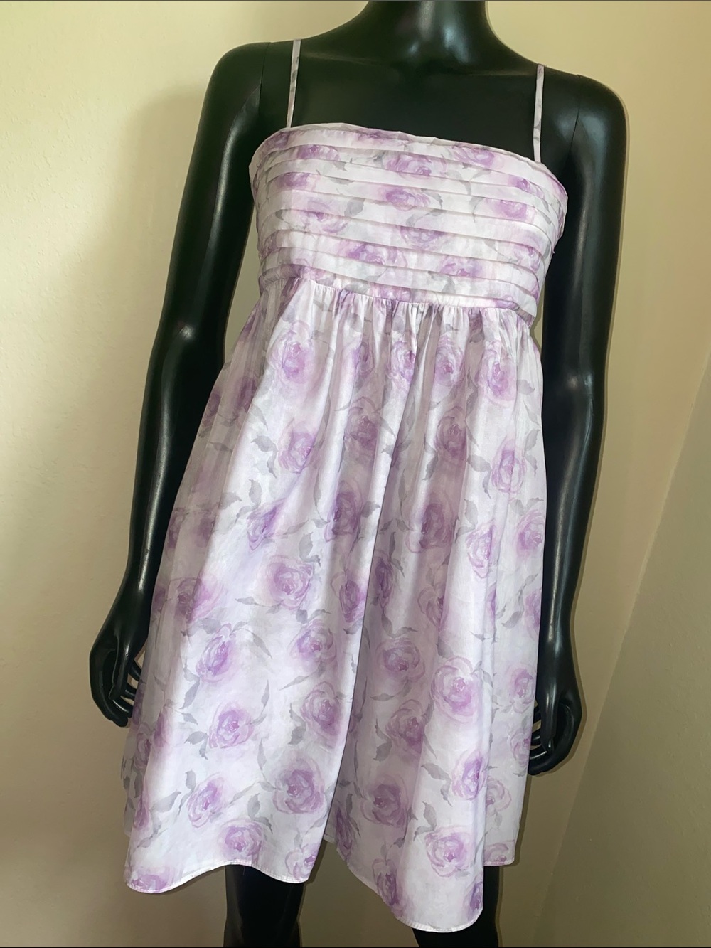 miami Kawaii Cute Purple Lavender Sheer Tiered Layered Floral Dress